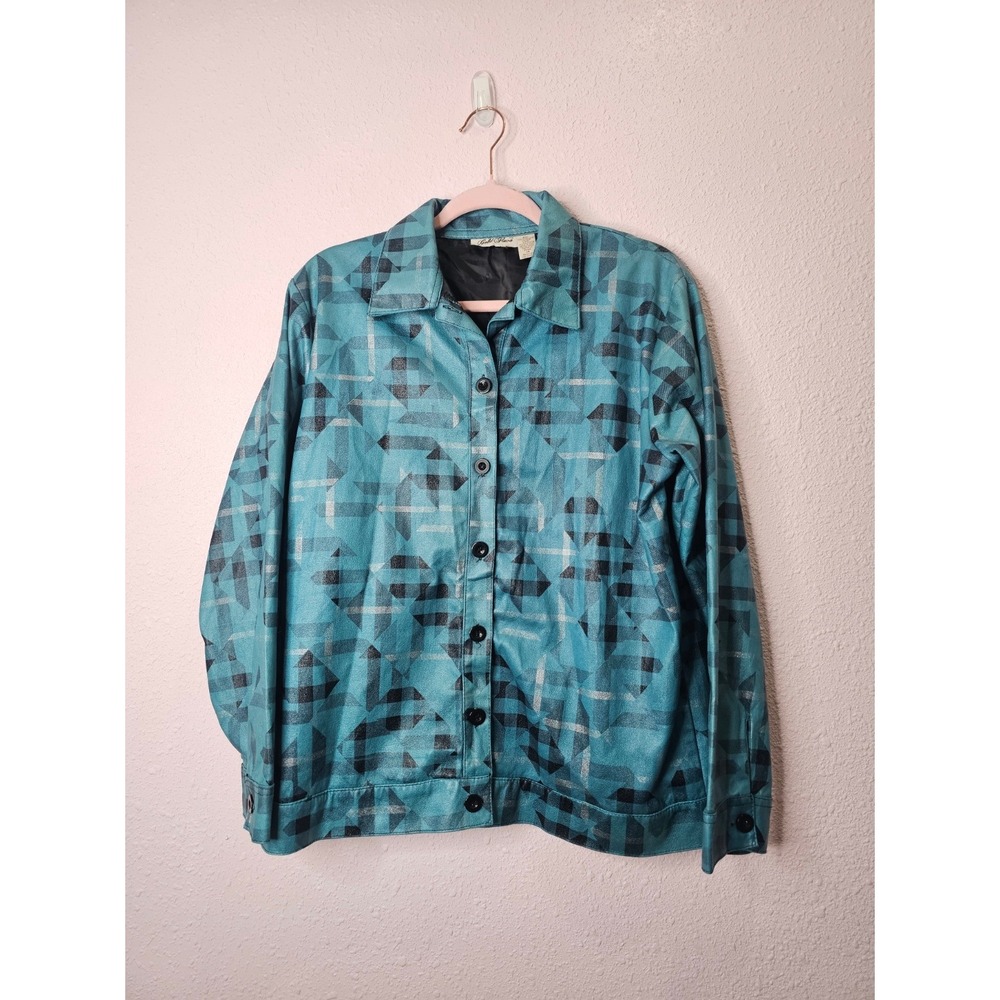 Gold Flava Shacket Jacket Teal Composite Leather‎ Button Front Womens 16 Western